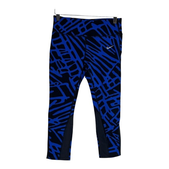 Nike Pants - Nike Dri-Fit Women's Blue Black Abstract Print Athletic Capris Size S